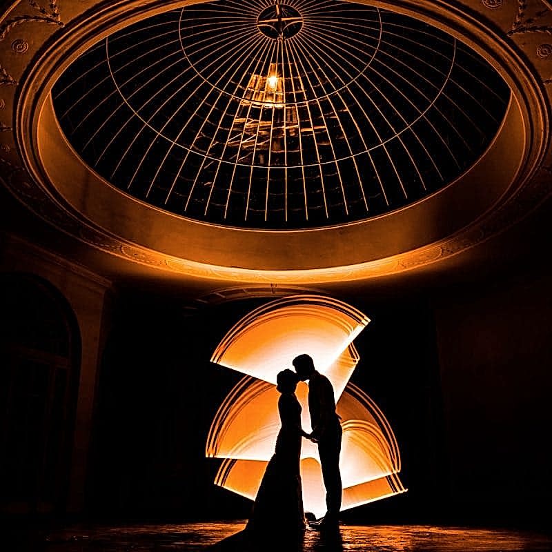 Stunning light painting barton hall wedding photography