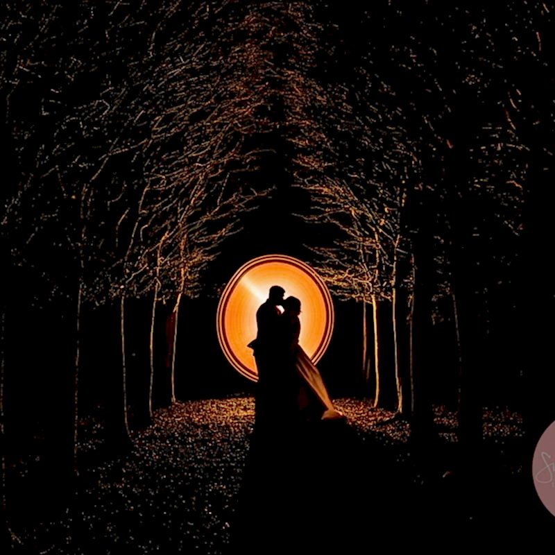 Fawsley Hall Wedding Photographer taking a stunning night magmod photo